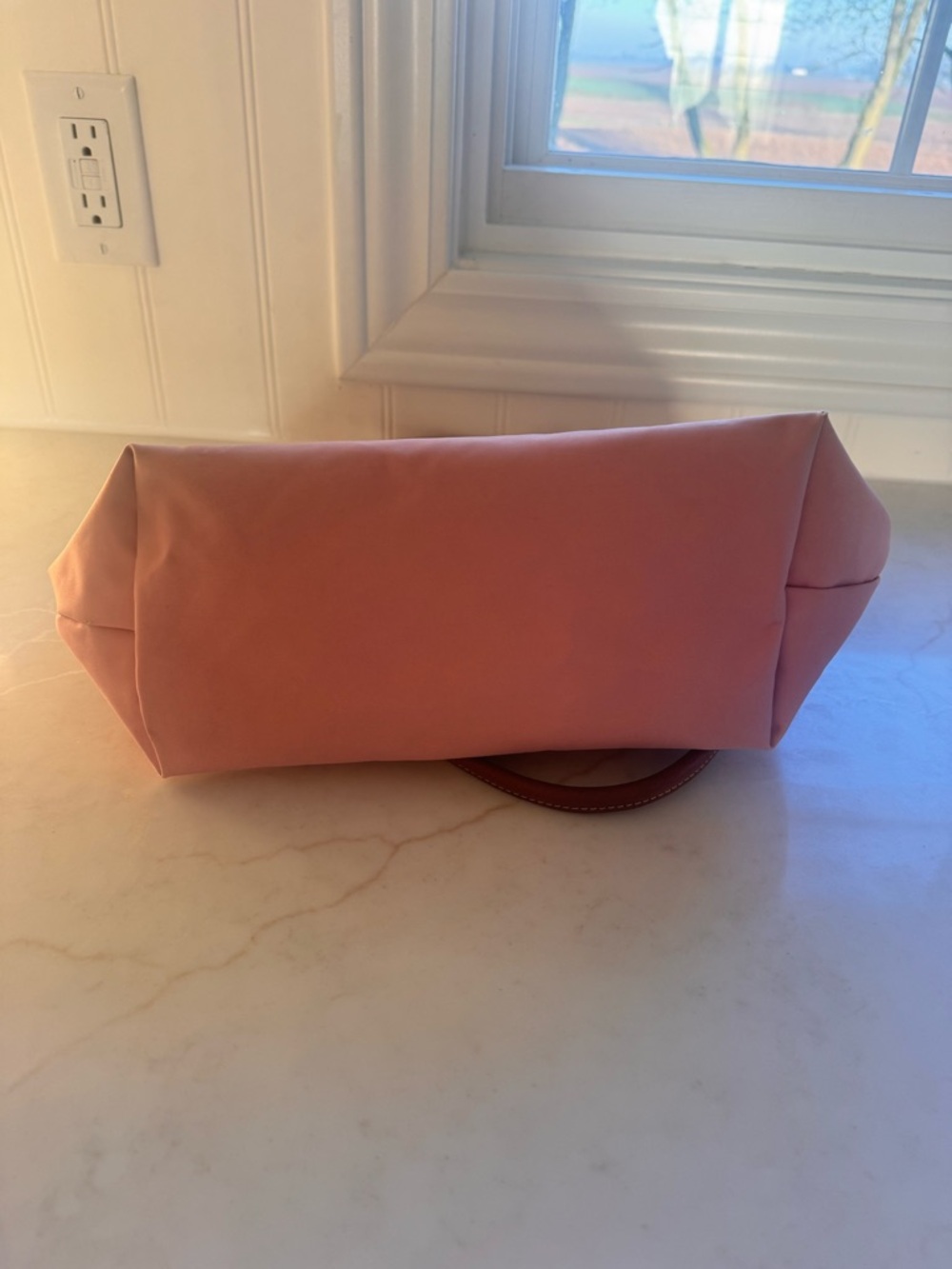 Longchamp Light Pink Tote with Brown Leather Trim - Picture 4 of 4
